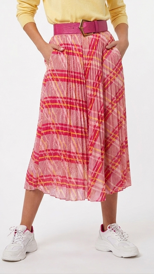 Pink plaid skirt
