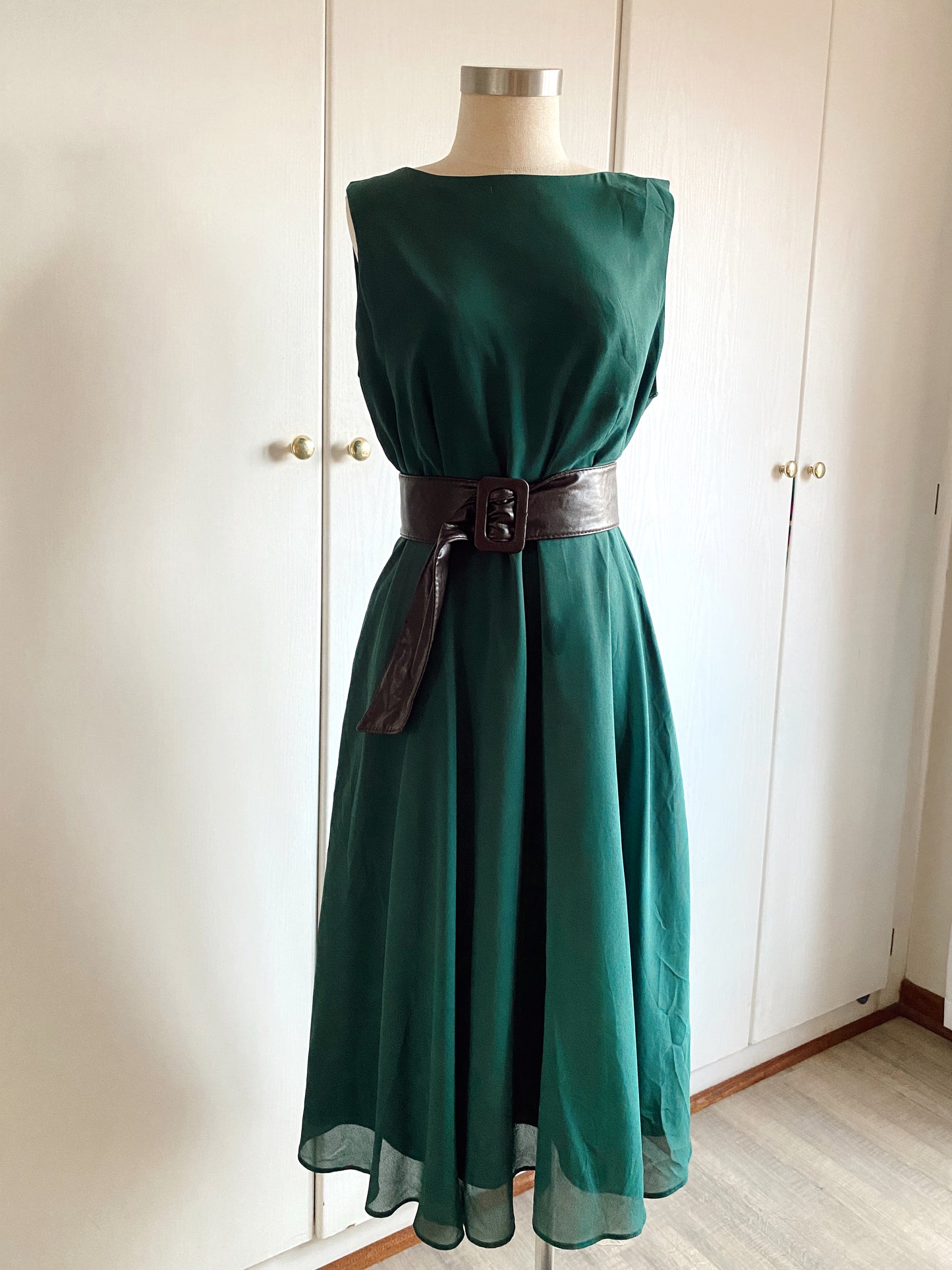 Forest green midi dress