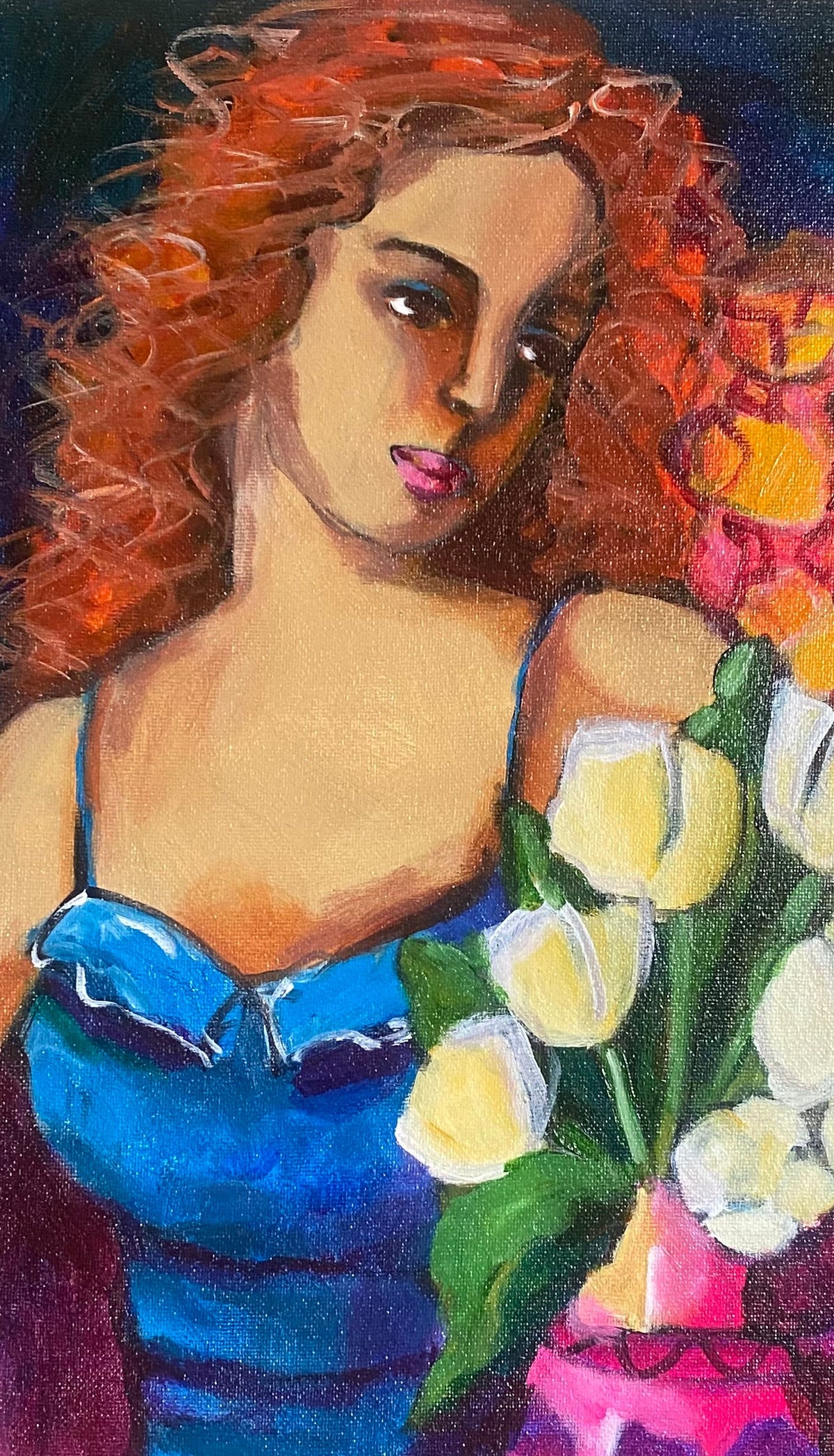 Woman with tulips