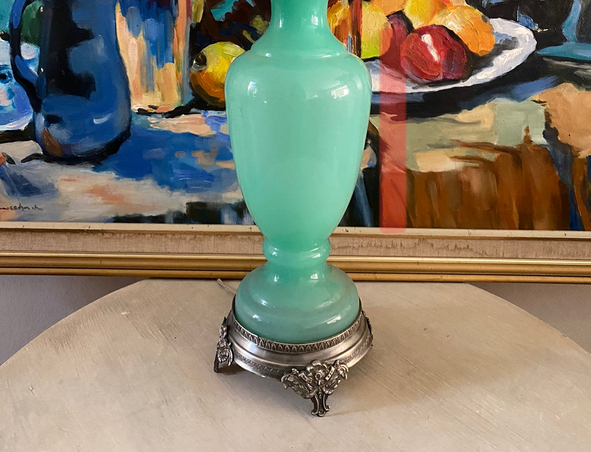 Vintage Jadeite-Style Glass Table Lamp