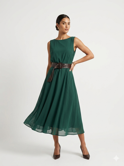 Forest green midi dress