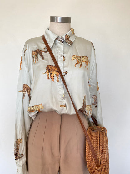Majestic cat print blouse