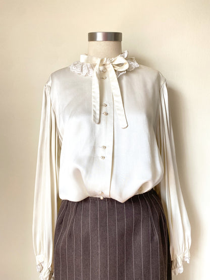 Cream satin blouse