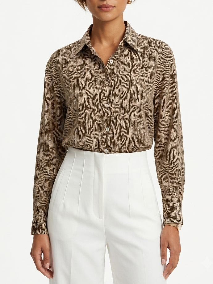 Silk animal print blouse