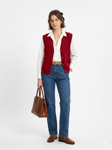 Cable knit vest