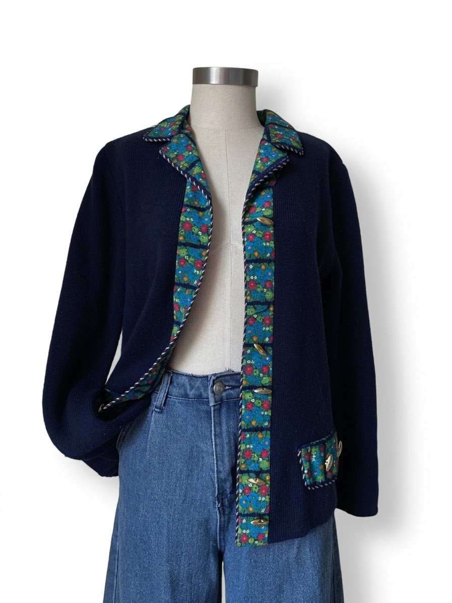 Navy floral cardigan