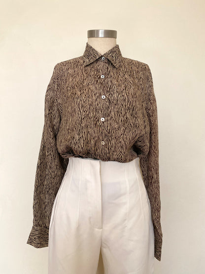 Silk animal print blouse