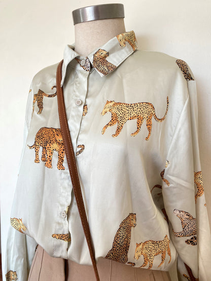 Majestic cat print blouse