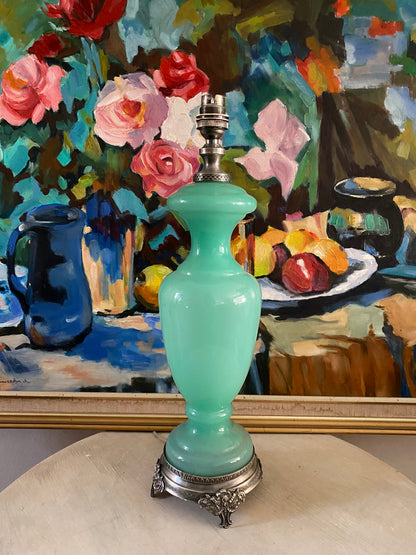 Vintage Jadeite-Style Glass Table Lamp
