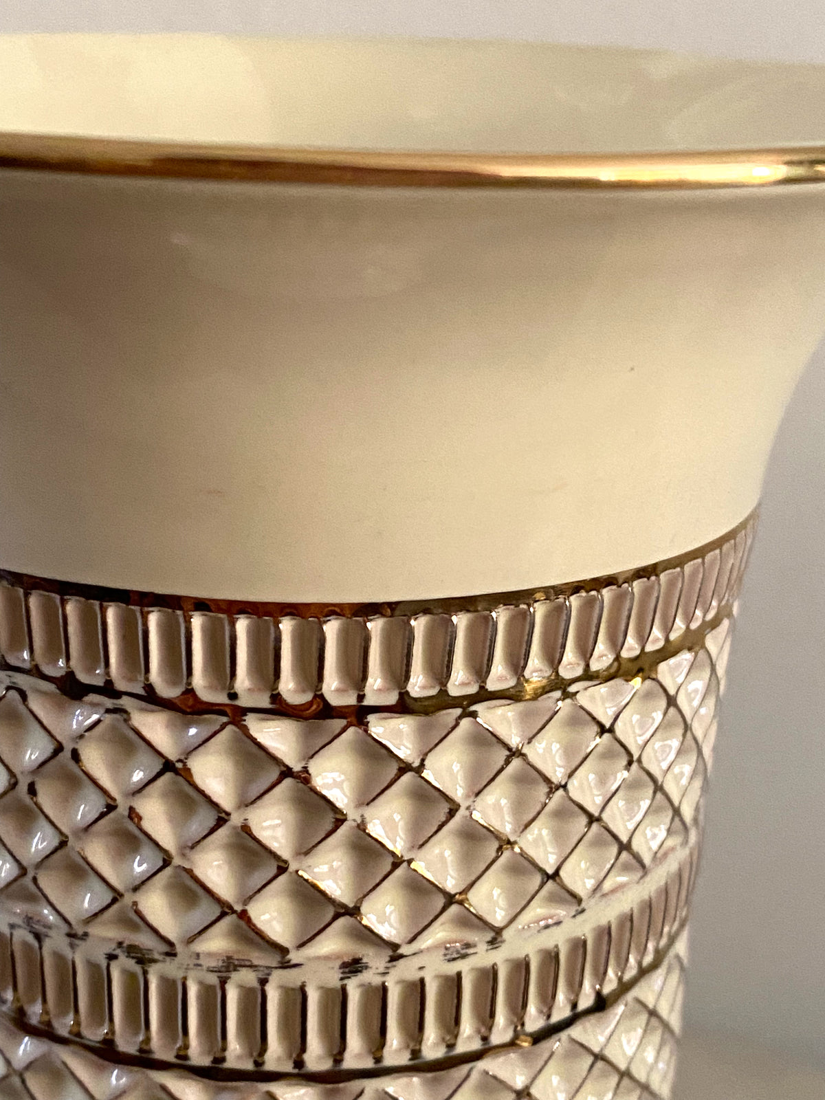 Vintage Il Verrocchio cream & gold pedestal urn