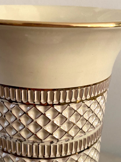 Vintage Il Verrocchio cream & gold pedestal urn