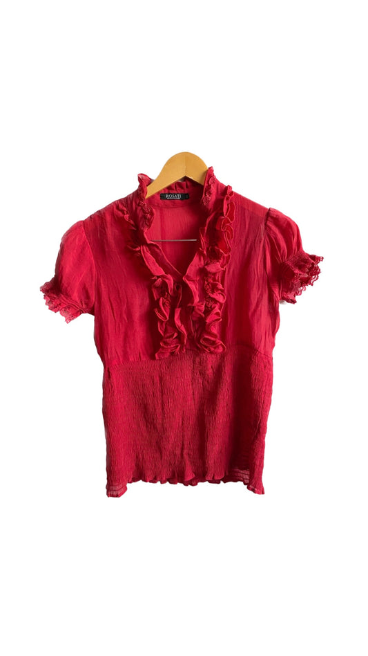 Red ruffle blouse
