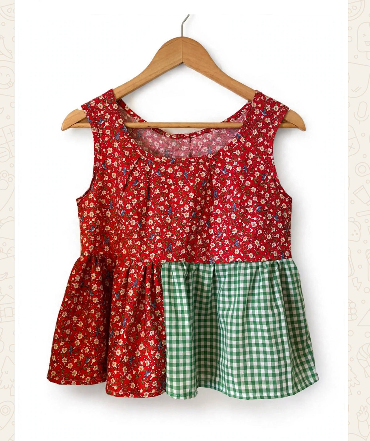 Floral and gingham blouse