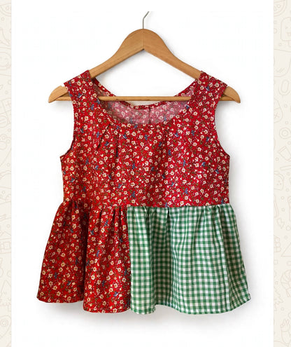 Floral and gingham blouse