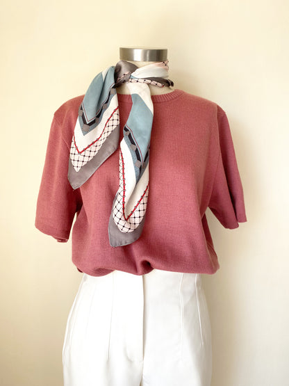 Dusty Rose Short-Sleeve Fine-Knit Sweater Tee