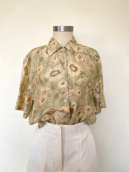 90s sunflower silk top