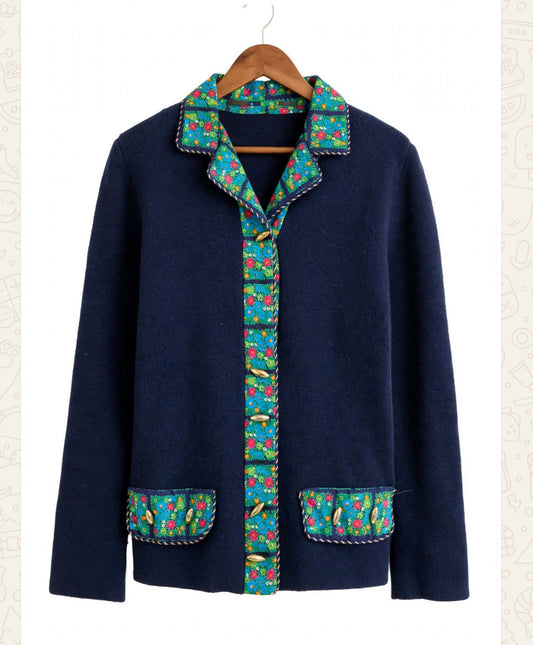 Navy floral cardigan