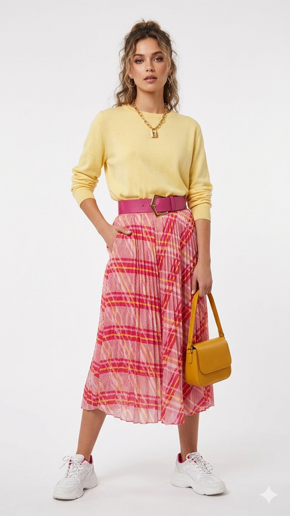 Pink plaid skirt
