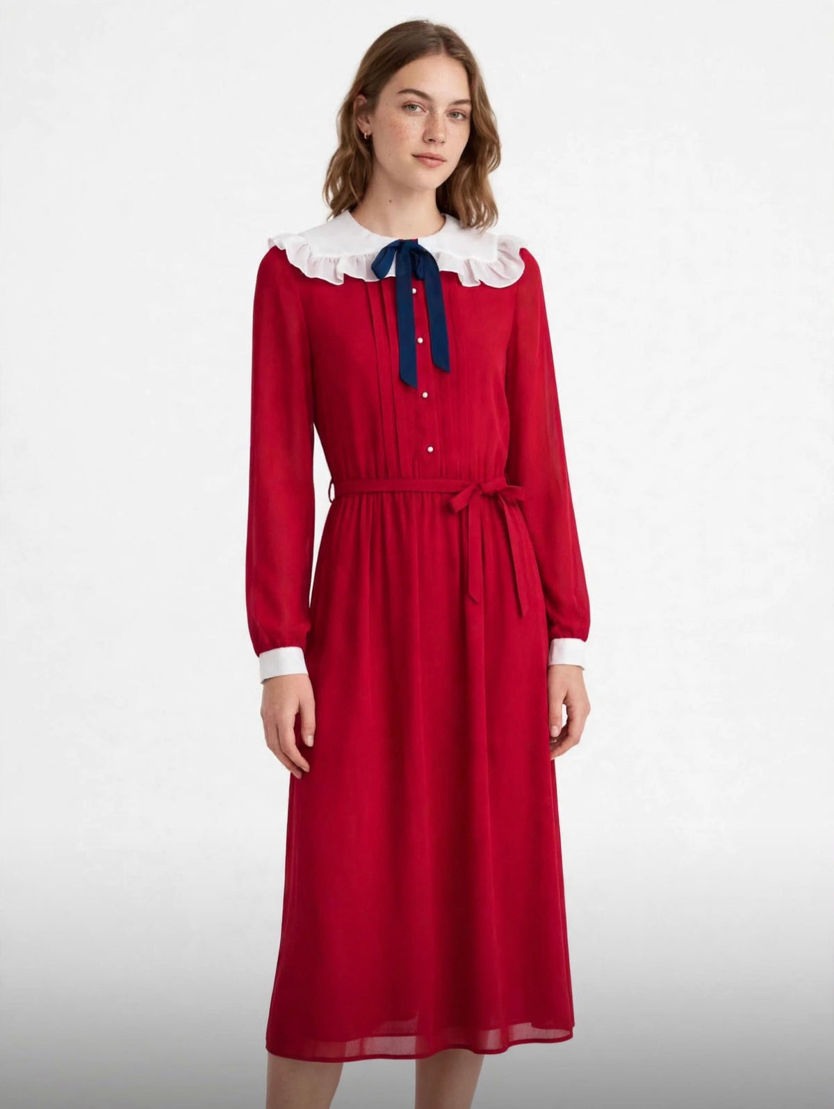 Preppy red midi dress