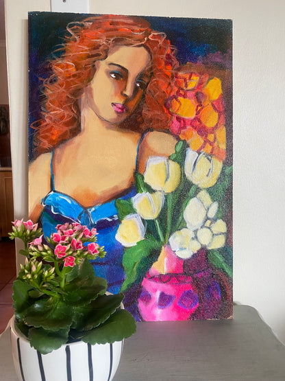 Woman with tulips