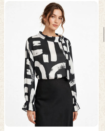 Black and white blouse